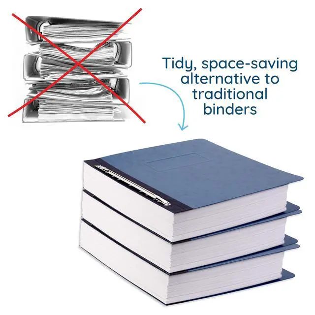 Alt view image 4 of 6 - 25 Pressboard Report Covers, Side Fastener, Navy | Heavy-duty 25pt pressboard, metal prong side fastener, letter size, for reports and business presentations