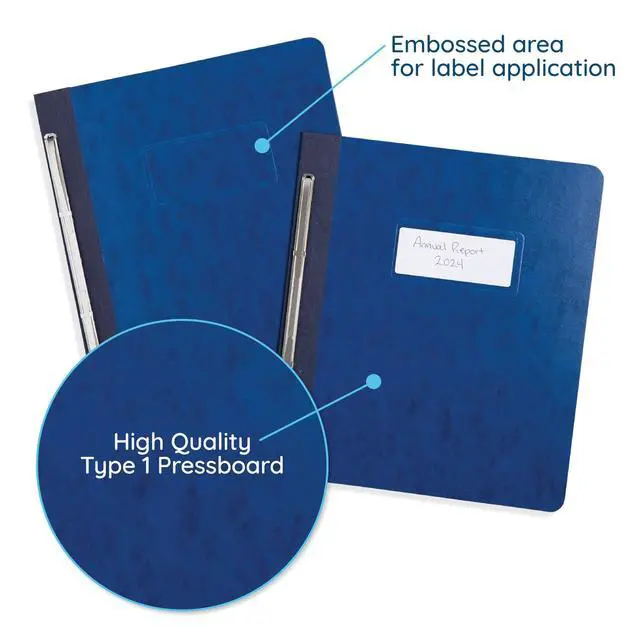 Alt view image 5 of 6 - 25 Pressboard Report Covers, Side Fastener, Navy | Heavy-duty 25pt pressboard, metal prong side fastener, letter size, for reports and business presentations