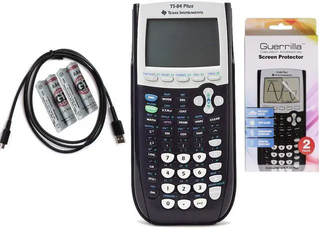 Main image of TI 84 Plus Graphing Calculator with Guerrilla Military Grade Screen Protector Set, Certified Reconditioned