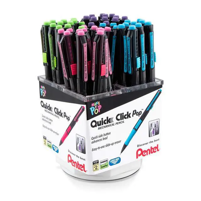 Alt view image 2 of 6 - Quick Click Pop Mechanical Pencil, (0.7mm) Med. Line, Assorted Barrels, Spinner Display - 42 Pieces (PD217A-42)
