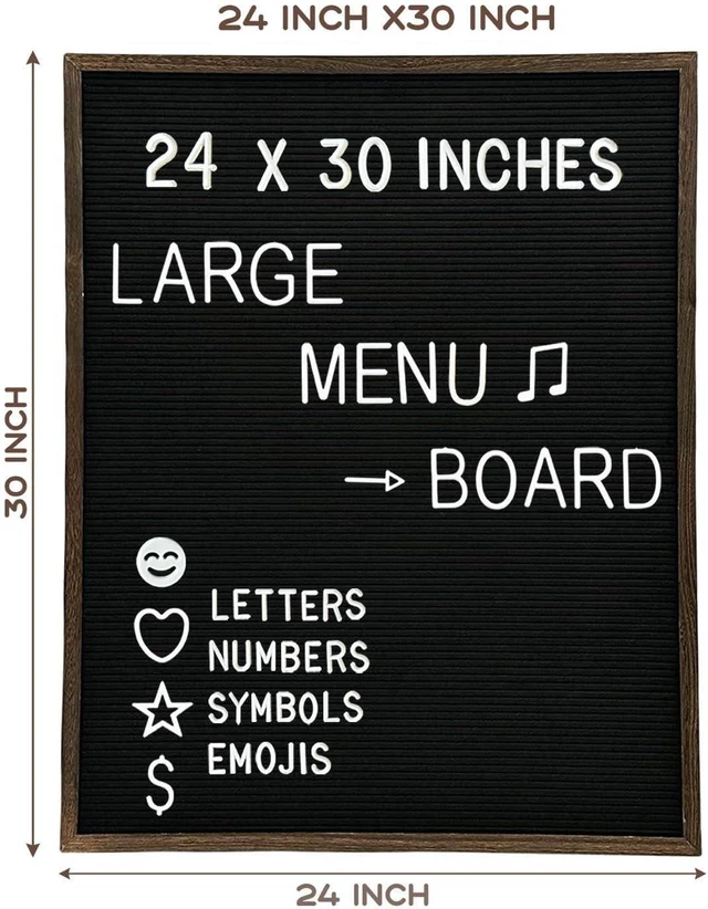 Alt view image 2 of 6 - Large Felt Letter Board 24x30 Inch with 748 letters, Menu Board Letter, Felt Board Message Board, Changeable Letter Board Black Letter Board Sign Restaurant, Office, Barnwood Frame Letterboard