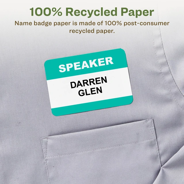 Alt view image 3 of 6 - EcoFriendly Recycled Name Tags, 2-1/3" x 3-3/8", White, Removable Adhesive, 400 Printable Name Badges (45395) (Pack of 2)
