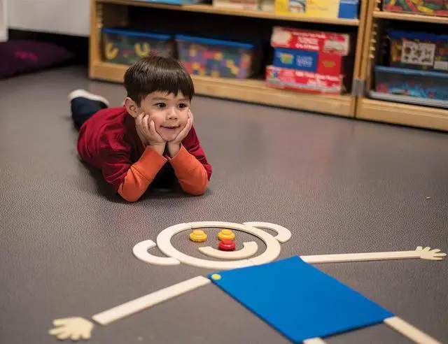 Alt view image 2 of 6 - Learning Without Tears Build Mat Man Kit, Motor Skills Set, Pre-K+ | Includes wood pieces, mat, hands, poster & CD for ages 4+, build a person, develop motor skills; homeschool, OT, tutor