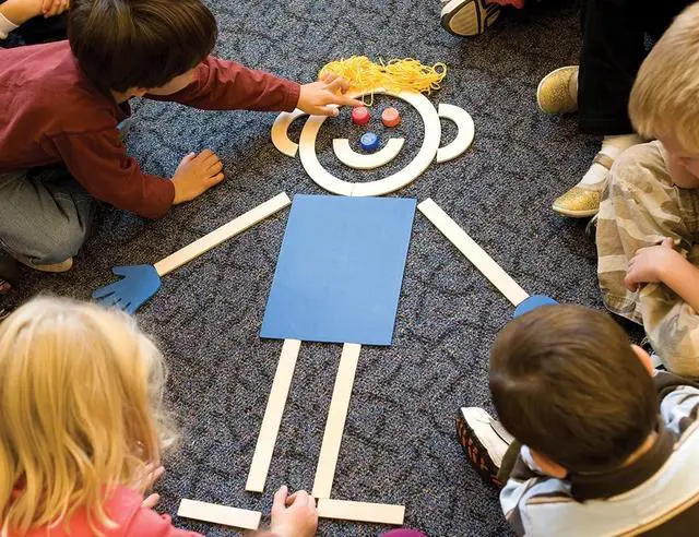 Alt view image 3 of 6 - Learning Without Tears Build Mat Man Kit, Motor Skills Set, Pre-K+ | Includes wood pieces, mat, hands, poster & CD for ages 4+, build a person, develop motor skills; homeschool, OT, tutor