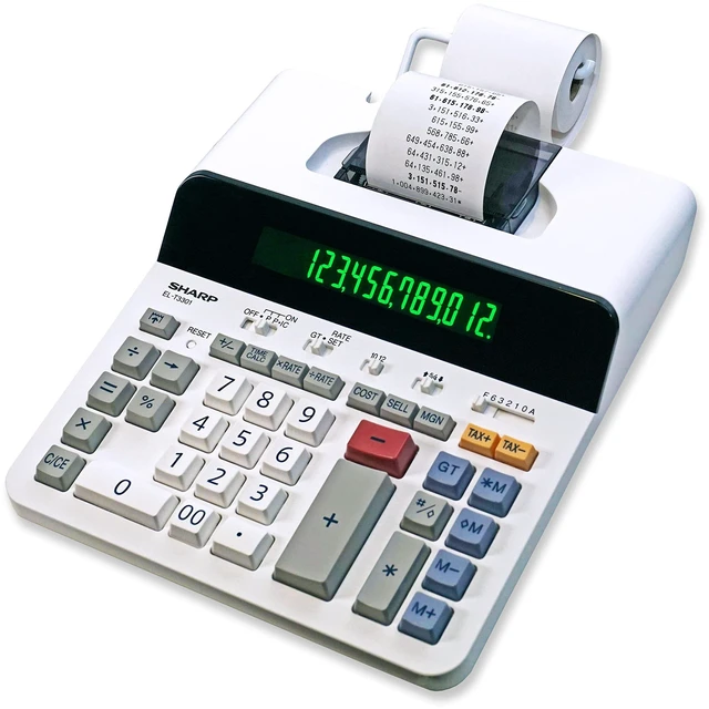 Main image of 12-Digit Printing Calculator with Extra Large 10-Digit Option, 8.0 LPS Thermal Printer, No Ink Required, Full-Sized Keyboard, Easy Paper Load (ELT3301)