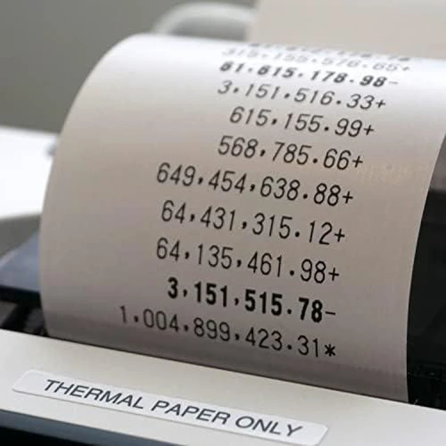 Alt view image 6 of 6 - 12-Digit Printing Calculator with Extra Large 10-Digit Option, 8.0 LPS Thermal Printer, No Ink Required, Full-Sized Keyboard, Easy Paper Load (ELT3301)
