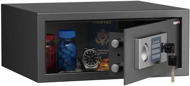 Main image of 0.7 Cubic Feet Safe Box, Digital Security Lock Box with Shelf & Keypad & Combination, Alloy Steel Digital Home Safe for Home, Office, Hotel or Business, 16.9"W x 14.6"D x 7"H