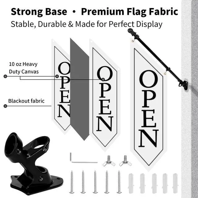 Alt view image 2 of 6 - Locking Metal Cash Box with Key 10.2"x5.7"x2.8" Money Collection Safe for Farm Stand or Retail OPEN Flag Banner Kit with Pole & Bracket, Double-Sided Canvas Open Sign 42"x12" (White)