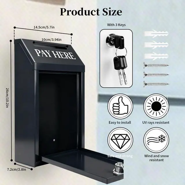 Alt view image 3 of 6 - Locking Metal Cash Box with Key 10.2"x5.7"x2.8" Money Collection Safe for Farm Stand or Retail OPEN Flag Banner Kit with Pole & Bracket, Double-Sided Canvas Open Sign 42"x12" (White)