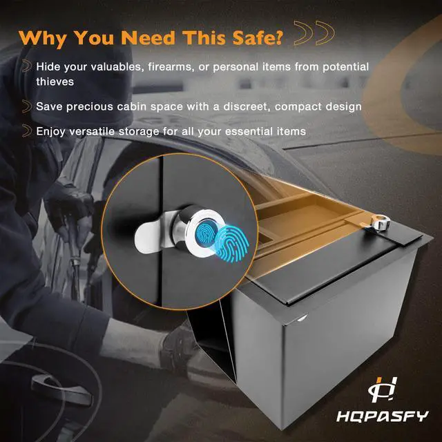 Alt view image 3 of 6 - Center Console Safe Vault Safe Box With Fingerprint Lock | Compatible with 2014-2021 Toyota Tundra 5.7L V8 Replace# 00016-34174 Secure Storage for Valuables, and Personal Items