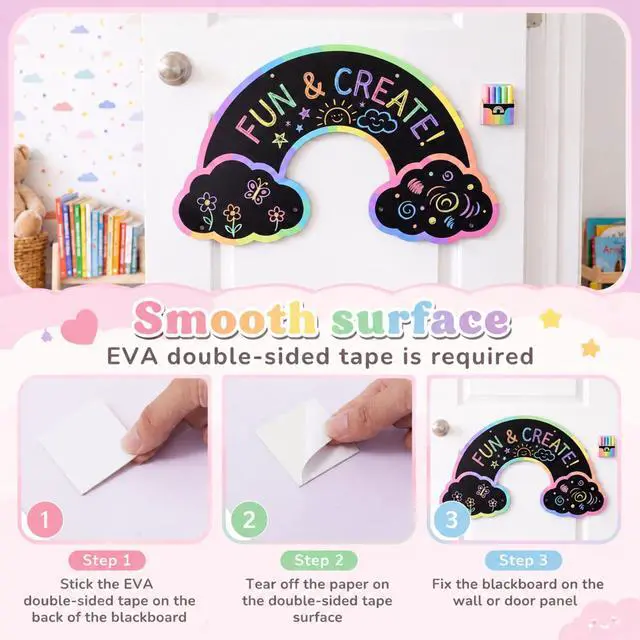 Alt view image 6 of 6 - Giant Outdoor Chalkboard for Kids, 31.5 x 18.5 Inch Large Rainbow Chalkboard Weatherproof Art Easel Wall Mounted for Toddler Classroom Back to School Gift Decor Indoor Outdoor