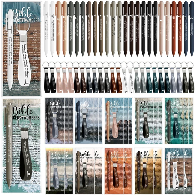 Main image of 300 Pcs/100 Set Christian Gift Bulk Bible Verse Pen Keychain & Scripture Bookmark Back to School, Appreciation, Church Party Favors for Men Women Pastor VBS Sunday School Teacher Bible Study(English)