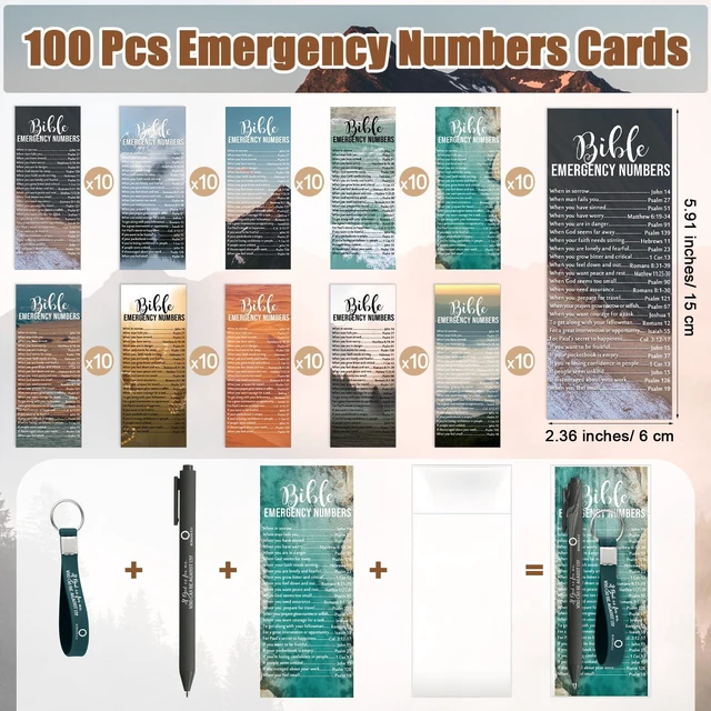 Alt view image 3 of 6 - 300 Pcs/100 Set Christian Gift Bulk Bible Verse Pen Keychain & Scripture Bookmark Back to School, Appreciation, Church Party Favors for Men Women Pastor VBS Sunday School Teacher Bible Study(English)