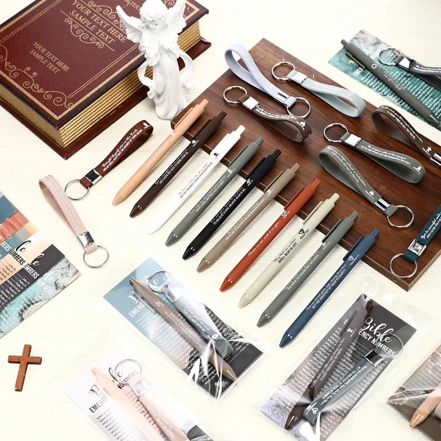 Alt view image 4 of 6 - 300 Pcs/100 Set Christian Gift Bulk Bible Verse Pen Keychain & Scripture Bookmark Back to School, Appreciation, Church Party Favors for Men Women Pastor VBS Sunday School Teacher Bible Study(English)