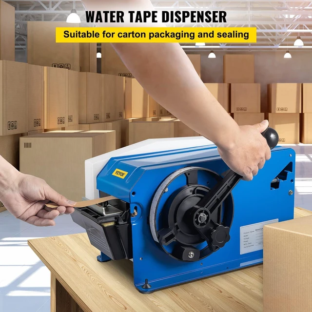 Alt view image 2 of 6 - Water-Activated Tape Dispenser, Maximum 39.4" x 3.94" Tape, Adjustable Length, Width & Water Level, Manual Tape Dispenser w/Water Brush, Carton Packaging for Express Box, Gift Box