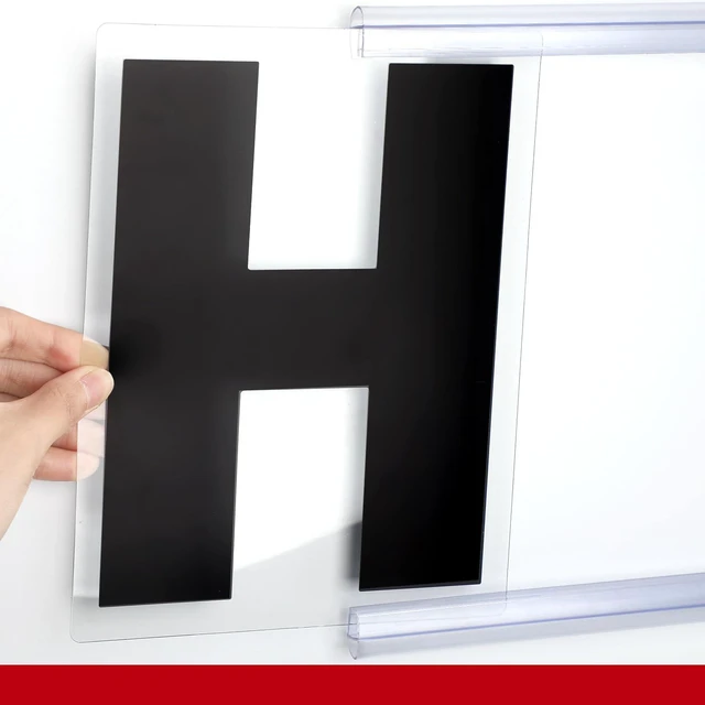 Alt view image 3 of 5 - 300 Pcs Sign Letter Printed on Marquee Flexible Outdoor Black Portable Sign Board Plastic Changeable Letters and Numbers Punctuation Acrylic Numbers(8'', 9'')
