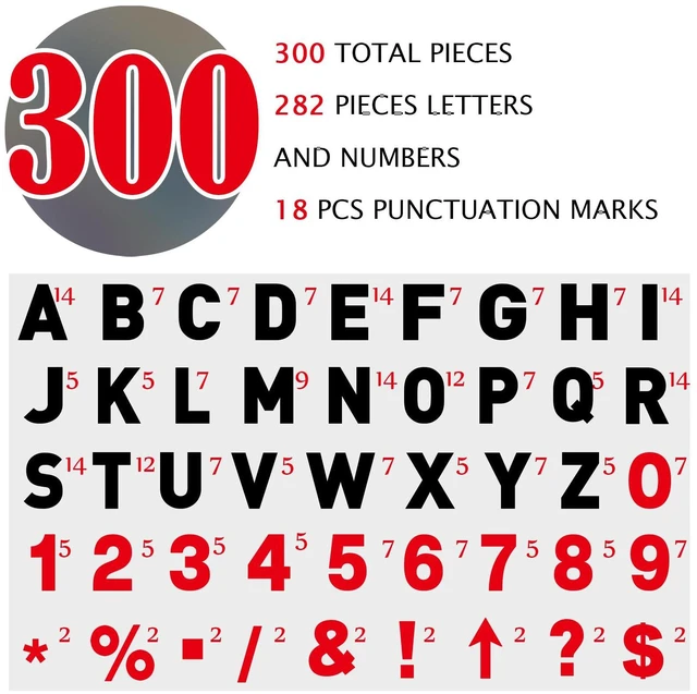 Alt view image 4 of 5 - 300 Pcs Sign Letter Printed on Marquee Flexible Outdoor Black Portable Sign Board Plastic Changeable Letters and Numbers Punctuation Acrylic Numbers(8'', 9'')
