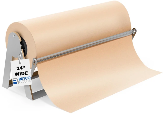 Main image of 24 Inches All Paper Roll Dispenser and Cutter Made of Heavy-Duty Steel Frame & Sharp Blade. Holds, Dispenses & Cuts. Wall Mountable & Non-Slip Tabletop. Up to 1000ft Rolls