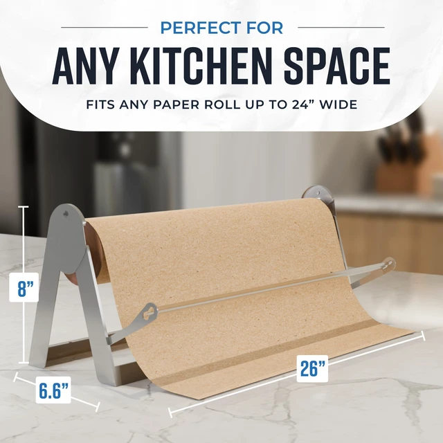 Alt view image 3 of 6 - 24 Inches All Paper Roll Dispenser and Cutter Made of Heavy-Duty Steel Frame & Sharp Blade. Holds, Dispenses & Cuts. Wall Mountable & Non-Slip Tabletop. Up to 1000ft Rolls