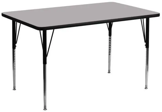 Main image of 24''W x 48''L Rectangular Grey Thermal Laminate Activity Table - Standard Height Adjustable Legs