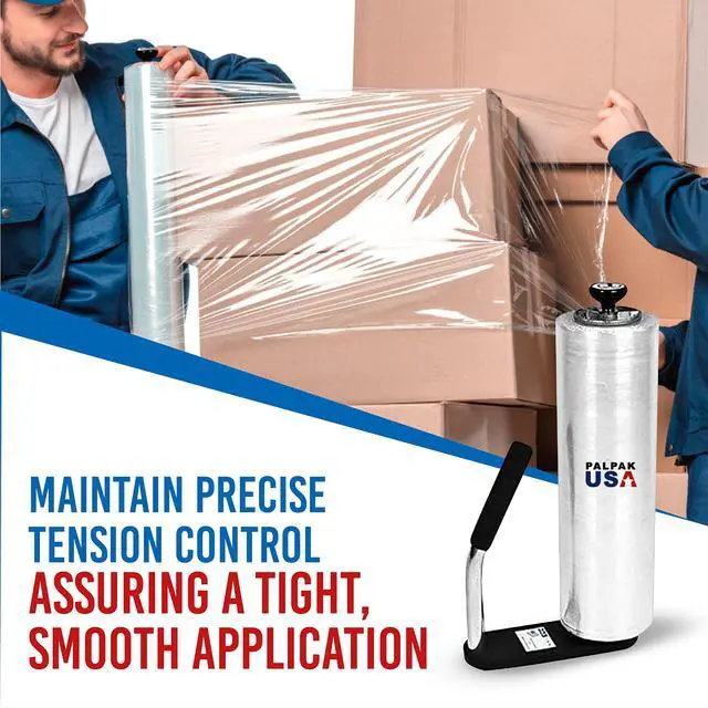 Alt view image 5 of 6 - Made in USA! Industrial Strength Stretch Film Dispenser - 100 Light Weight Pallet Wrapper Tension Knob Adjustment Wrap Handle (1 Pack)
