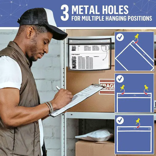 Alt view image 4 of 6 - 50 Pack Horizontal Job Ticket Holders 8.5x11 - Landscape Shop Ticket Holders 8 1/2 x 11 - Work Order Plastic Sleeves for Documents - Dry Erase Pocket Sleeve - Dry Erase Sleeves Clear Pocket Sleeve