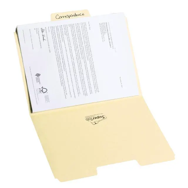 Alt view image 2 of 6 - SuperTab File Folder, Oversized 1/3-Cut Tab, Letter Size, Manila, 100 Per Box (10301) (Pack of 5)