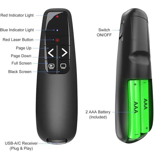 Alt view image 6 of 6 - (4 Units) Presentation Clicker with 4 Cases Wireless Presenter Remote PowerPoint Pointer Slide Advancer for Mac Laptop PC Computer Keynote