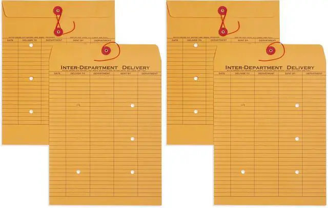 Main image of Interdepartment Envelopes with String Tie 10 x 13 Inches, Brown Kraft Interoffice Envelopes with string 10x13 Reuseable,100 Count (Pack of 2)