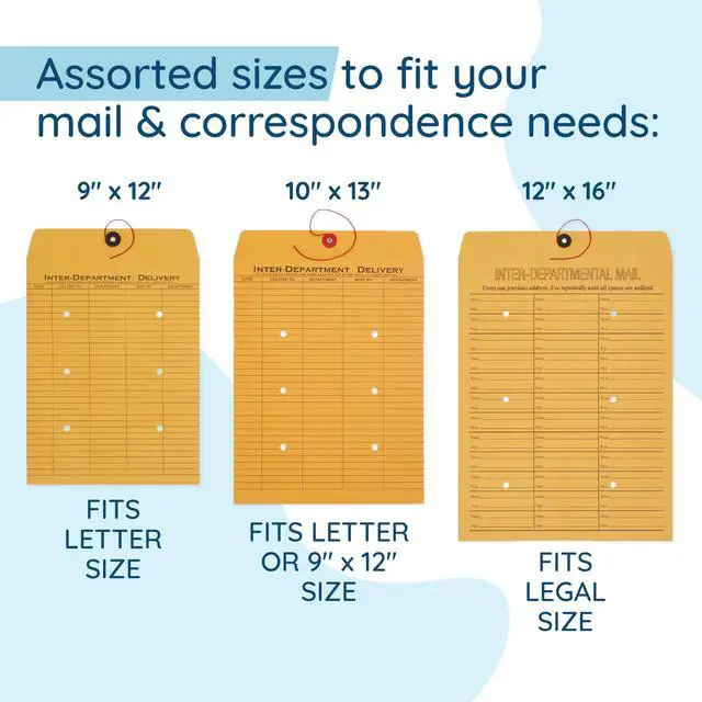 Alt view image 3 of 6 - Interdepartment Envelopes with String Tie 10 x 13 Inches, Brown Kraft Interoffice Envelopes with string 10x13 Reuseable,100 Count (Pack of 2)