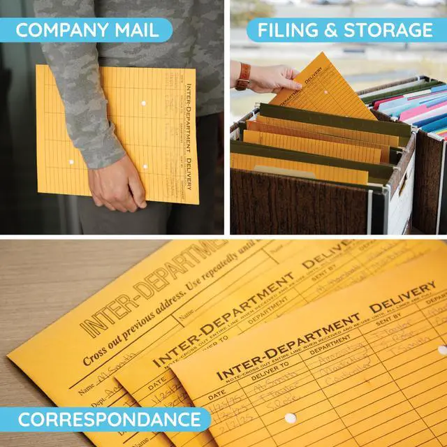 Alt view image 5 of 6 - Interdepartment Envelopes with String Tie 10 x 13 Inches, Brown Kraft Interoffice Envelopes with string 10x13 Reuseable,100 Count (Pack of 2)