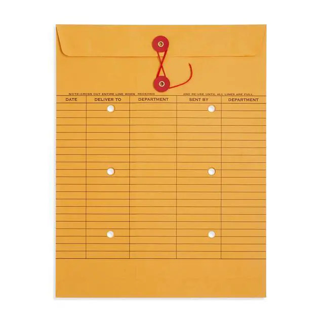 Alt view image 6 of 6 - Interdepartment Envelopes with String Tie 10 x 13 Inches, Brown Kraft Interoffice Envelopes with string 10x13 Reuseable,100 Count (Pack of 2)