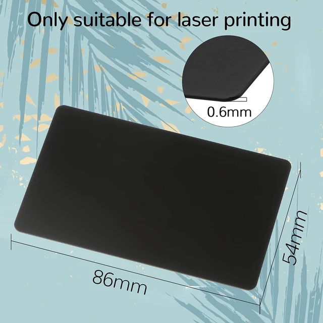 Alt view image 5 of 6 - 400 Pieces Black Metal Business Card Blanks for Laser Engraving, 0.8 mm Thick Anodized Aluminum Blank Cards, 3.4 x 2.1 Inch Custom Metal Name Cards for Business, Gift Tags, DIY Crafts