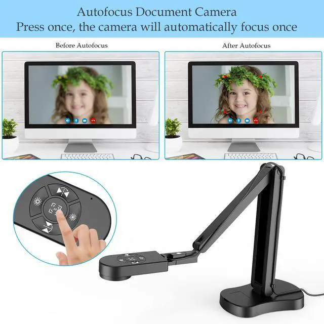 Alt view image 5 of 6 - 8MP USB Document Camera for Teachers and Classroom for A3 A4 Size with Dual Mic, 3-Level LED Light, Up and Down, Left and Right Image Inversion, for Distance Teaching & Learning