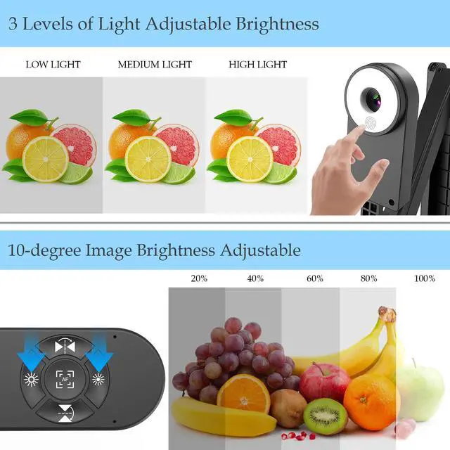 Alt view image 6 of 6 - 8MP USB Document Camera for Teachers and Classroom for A3 A4 Size with Dual Mic, 3-Level LED Light, Up and Down, Left and Right Image Inversion, for Distance Teaching & Learning