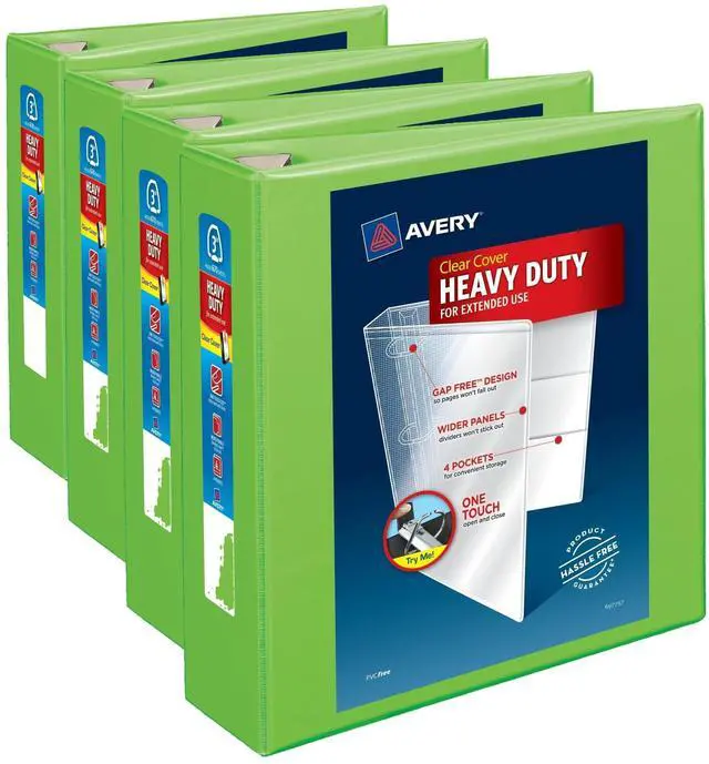 Main image of Heavy-Duty View 3 Ring Binder, 3" One Touch EZD Rings,670-Sheet Capacity,3.5 Inch Wide Spine, Great for Home,School Supplies,Office,or Organization Needs,1 Chartreuse Binder (79779) (Pack of 4)