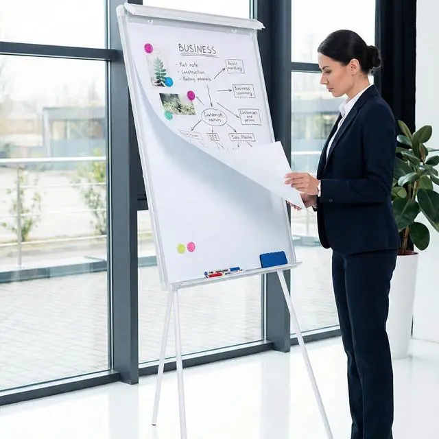 Alt view image 5 of 6 - Whiteboard Easel 36" x 24" Height Adjustable, Magnetic Dry Erase Easel | Portable Tripod White Board Easel 36"x24" with 25-sheet Flipchart Paper Pad, Magnets & Eraser, for Classroom Workplace Home
