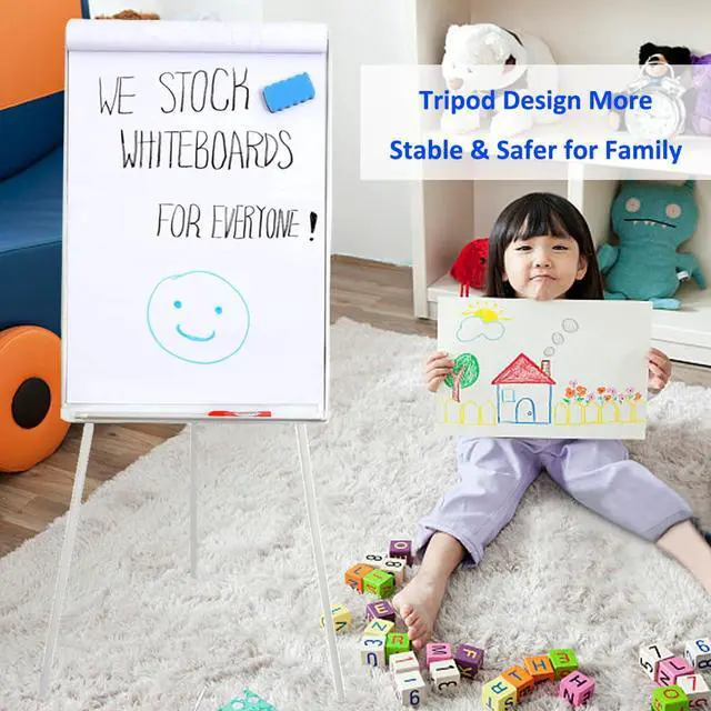Alt view image 6 of 6 - Whiteboard Easel 36" x 24" Height Adjustable, Magnetic Dry Erase Easel | Portable Tripod White Board Easel 36"x24" with 25-sheet Flipchart Paper Pad, Magnets & Eraser, for Classroom Workplace Home