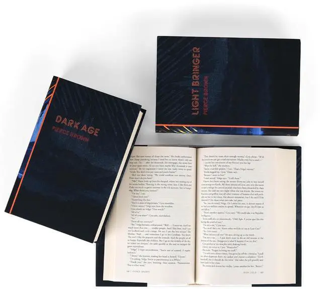 Main image of Pierce Brown Red Rising Extension Book & Jacket Set | 3-Volume Hardcover Set with Covers | Includes Iron Gold, Dark Age, & Light Bringer