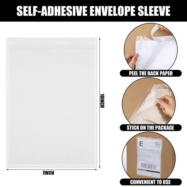 Alt view image 2 of 6 - 1500 Pcs 7"x10" Packing List Envelopes Clear Self-Adhesive Shipping Label Sleeves Bulk Mailing Slip Envelope Pouches Waterproof Loading Packing List Mailing Pouches for Shipping Supplies