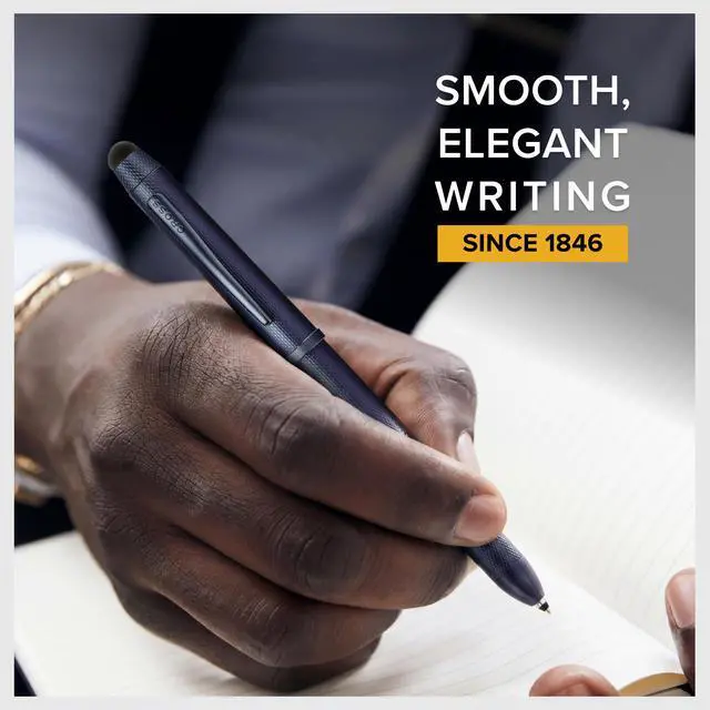 Alt view image 2 of 6 - Tech3+ Dark Blue PVD Multifunction Pen - Multifunctional Pen & Pencil for Versatile Use - Multiple Writing Tips - 2-Way Rotation Mechanism - Built-In Stylus - Corporate Gifts - Black Ink