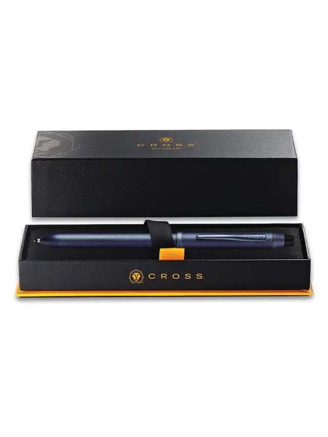Alt view image 4 of 6 - Tech3+ Dark Blue PVD Multifunction Pen - Multifunctional Pen & Pencil for Versatile Use - Multiple Writing Tips - 2-Way Rotation Mechanism - Built-In Stylus - Corporate Gifts - Black Ink