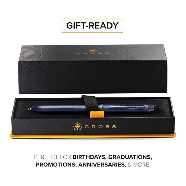 Alt view image 6 of 6 - Tech3+ Dark Blue PVD Multifunction Pen - Multifunctional Pen & Pencil for Versatile Use - Multiple Writing Tips - 2-Way Rotation Mechanism - Built-In Stylus - Corporate Gifts - Black Ink