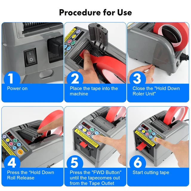 Alt view image 4 of 6 - 2026 Upgraded Ceramic Roller Tape Cutter Machine, Semi-Automatic Tape Dispenser (6-60mm Width, 5-999mm Length) for Shipping, Office, Craft & Home