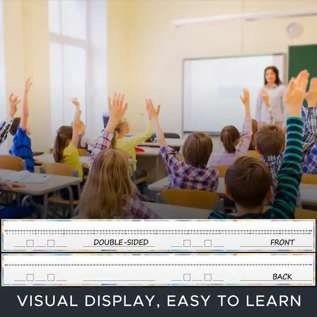 Alt view image 4 of 6 - Set of 10 Dry Erase Number Boards - Double Sided, 4 Feet, Red & Black Dry Erase Marker, 0-100 Number Line on One Side, Blank Line on Reverse