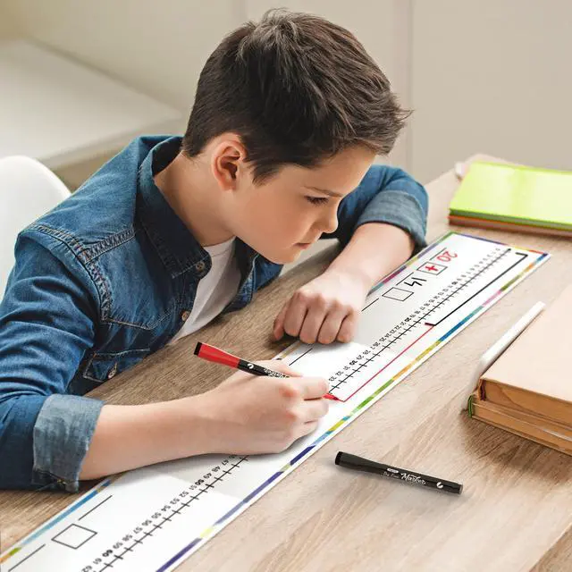 Alt view image 5 of 6 - Set of 10 Dry Erase Number Boards - Double Sided, 4 Feet, Red & Black Dry Erase Marker, 0-100 Number Line on One Side, Blank Line on Reverse
