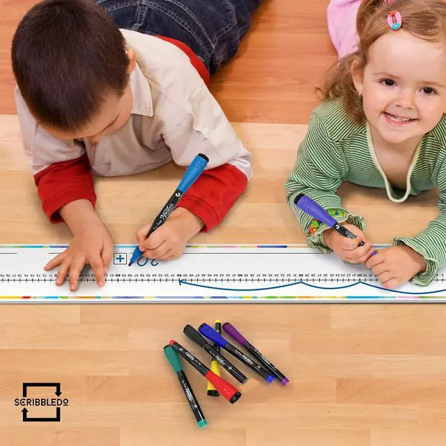 Alt view image 6 of 6 - Set of 10 Dry Erase Number Boards - Double Sided, 4 Feet, Red & Black Dry Erase Marker, 0-100 Number Line on One Side, Blank Line on Reverse