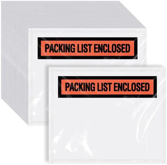 Main image of 1000 Pcs Packing Slip Envelope Pouches Clear Self Adhesive Shipping Label Sleeves Waterproof Packing List Envelopes Pockets Top Loading Shipping Pouches Enclosed Bags (Orange,7" X 10")