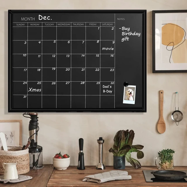 Alt view image 5 of 6 - Calendar Chalkboard, 23.6 x 31.5 inches, Magnetic Surface Black Frame Chalk Board for Planning,School Timetable Memo, Hanging Board for Office, School and Home(YLHB-BK-6080)