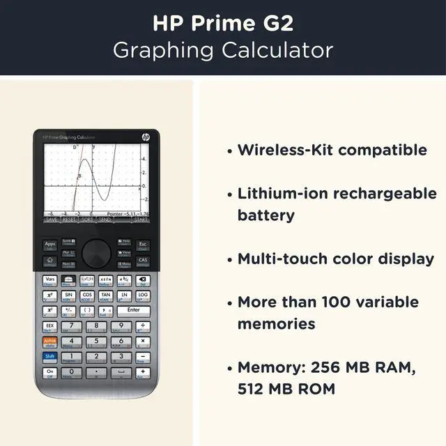 Alt view image 2 of 4 - HP Prime G2 Graphing Calculator Including Custom-fit Protective case Black